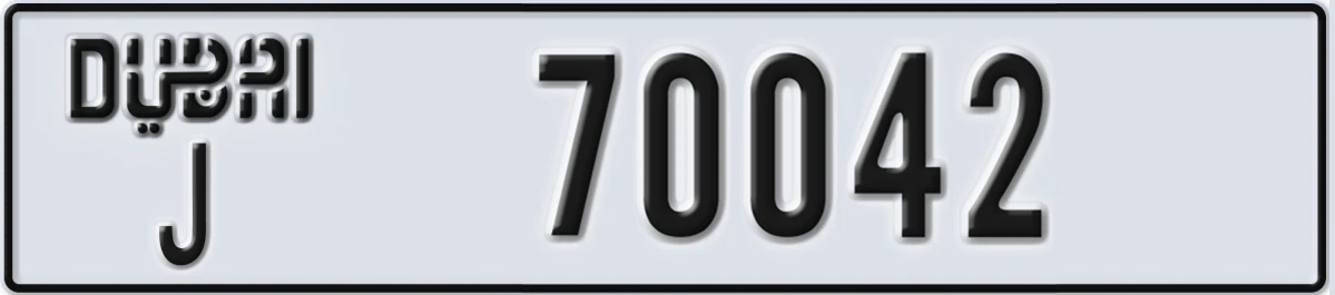 UAE License Plate Dubai J 70042