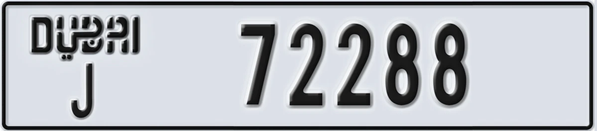 UAE License Plate Dubai J 72288