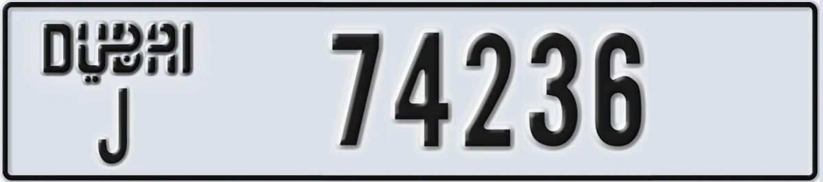 UAE License Plate Dubai J 74236