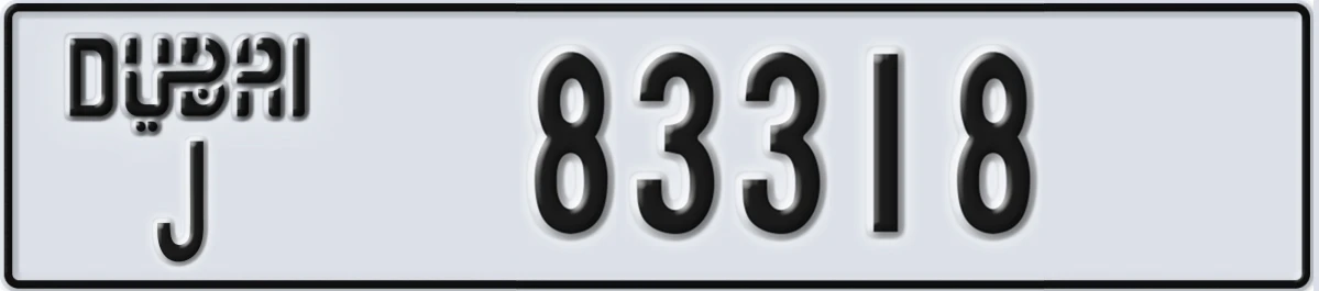 UAE License Plate Dubai J 83318