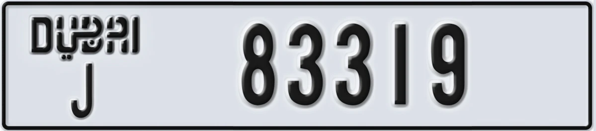 UAE License Plate Dubai J 83319