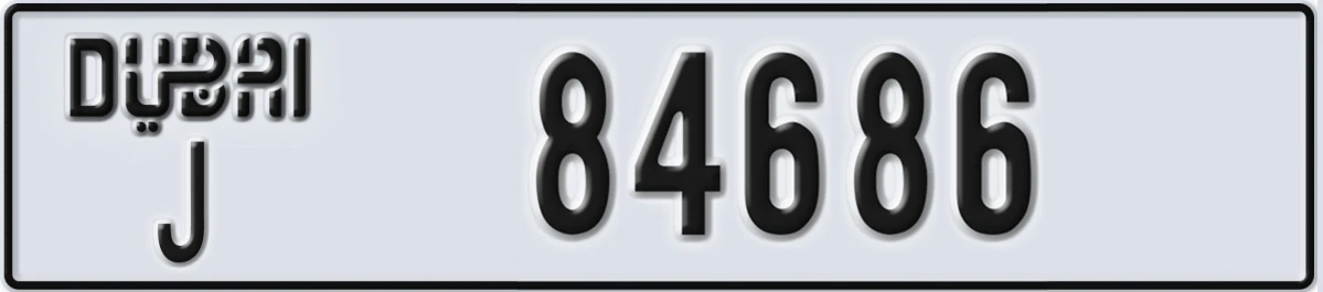 UAE License Plate Dubai J 84686