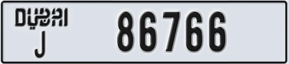 UAE License Plate Dubai J 86766