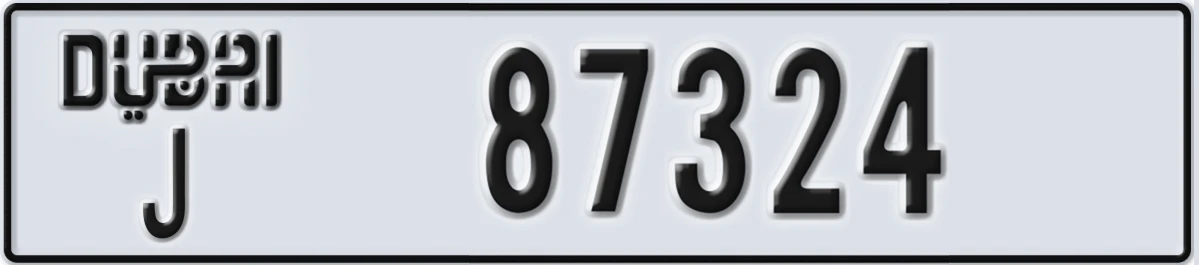 UAE License Plate Dubai J 87324