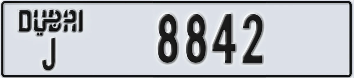 UAE License Plate Dubai J 8842