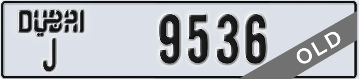UAE License Plate Dubai J 9536