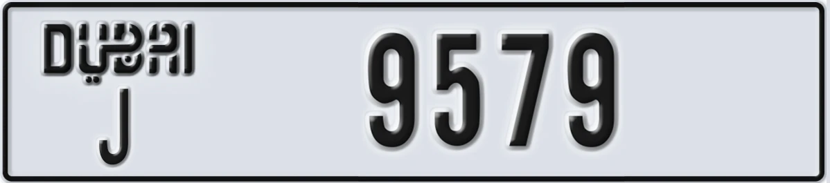 UAE License Plate Dubai J 9579