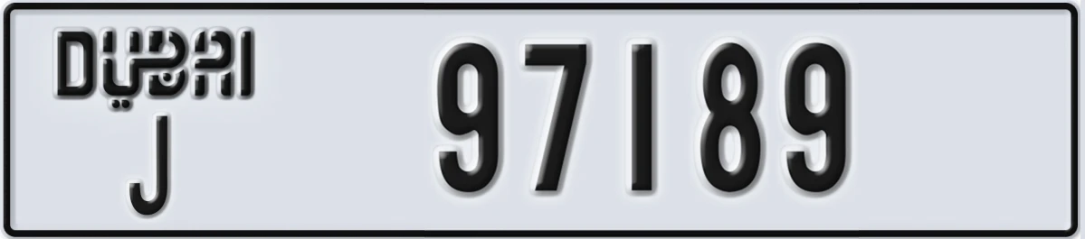 UAE License Plate Dubai J 97189