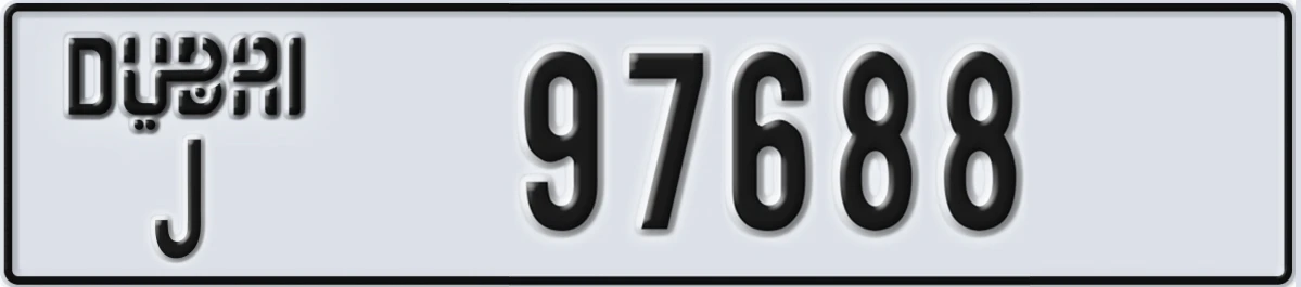 UAE License Plate Dubai J 97688