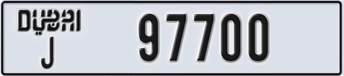 UAE License Plate Dubai J 97700
