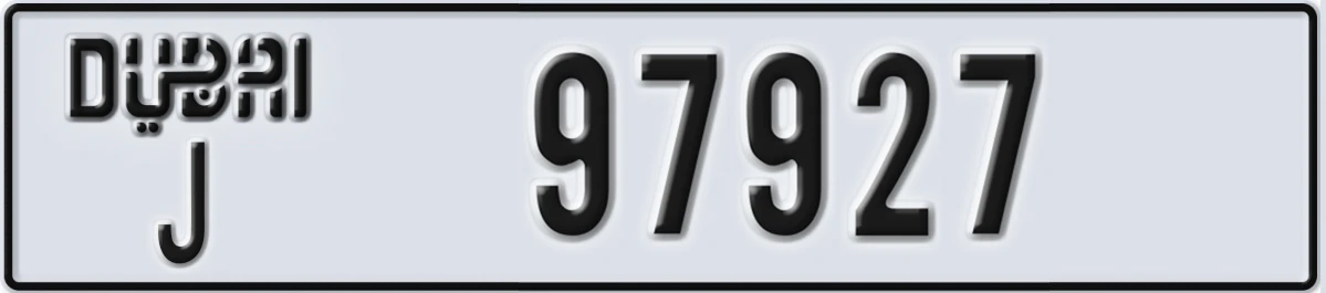 UAE License Plate Dubai J 97927