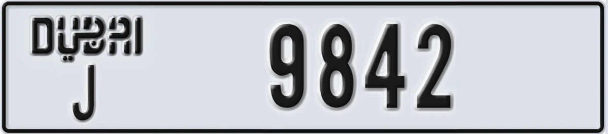 UAE License Plate Dubai J 9842