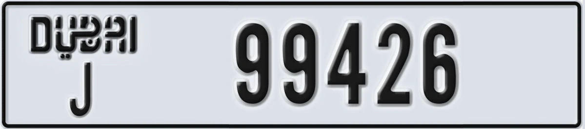 UAE License Plate Dubai J 99426