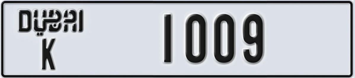 UAE License Plate Dubai K 1009