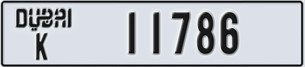 UAE License Plate Dubai K 11786