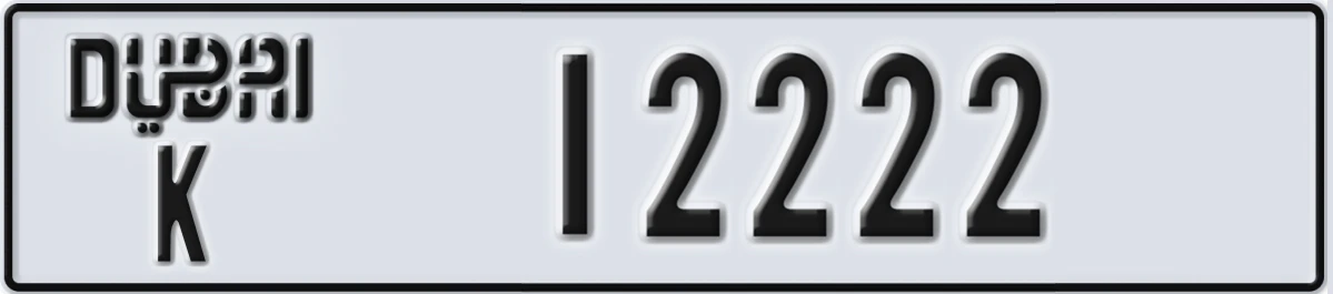 UAE License Plate Dubai K 12222