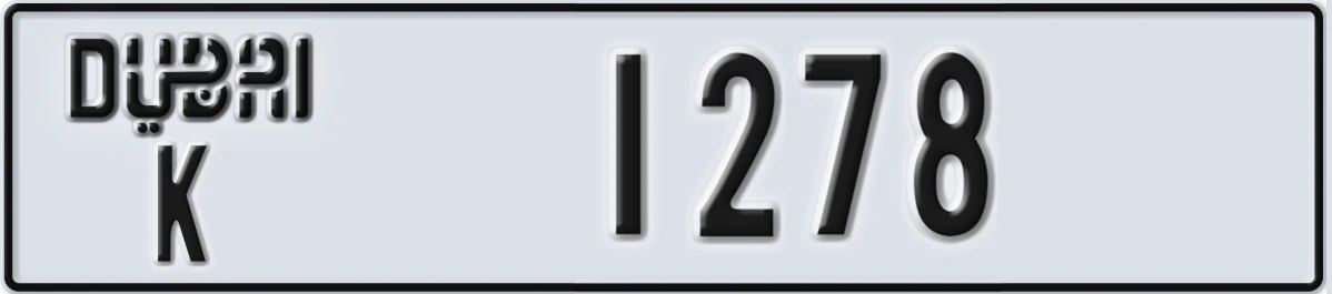 UAE License Plate Dubai K 1278