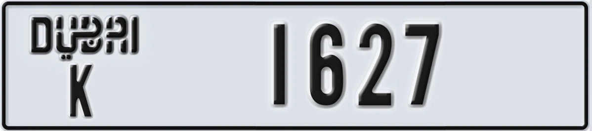 UAE License Plate Dubai K 1627
