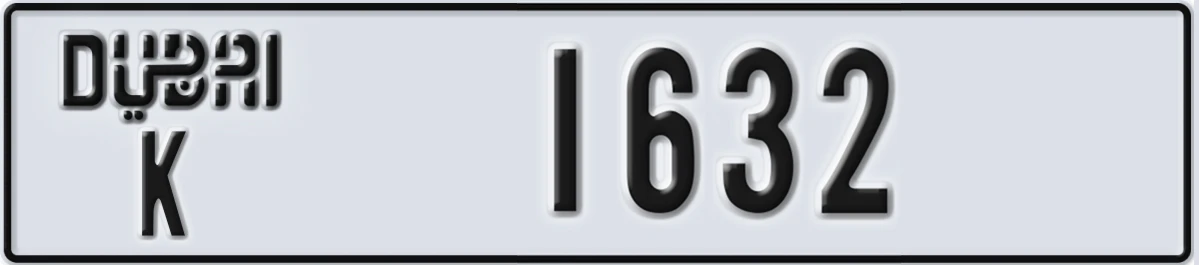 UAE License Plate Dubai K 1632
