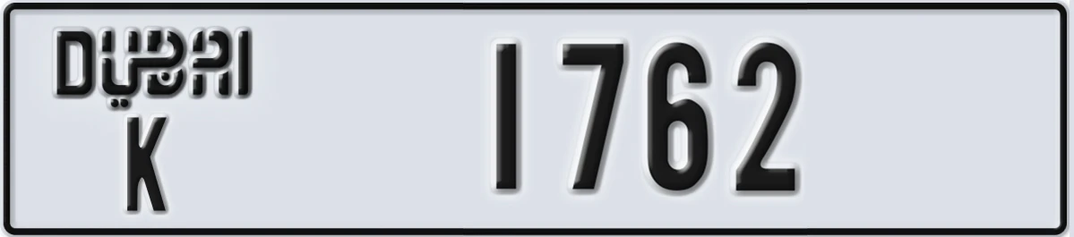 UAE License Plate Dubai K 1762