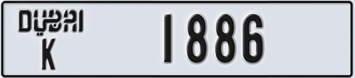 UAE License Plate Dubai K 1886