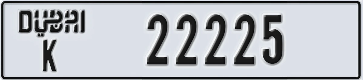 UAE License Plate Dubai K 22225