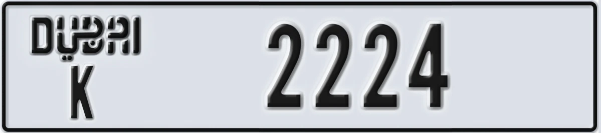 UAE License Plate Dubai K 2224