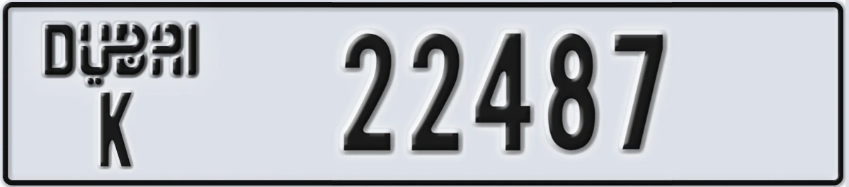 UAE License Plate Dubai K 22487