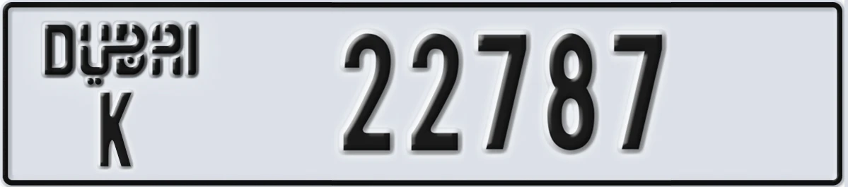 UAE License Plate Dubai K 22787