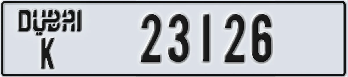 UAE License Plate Dubai K 23126
