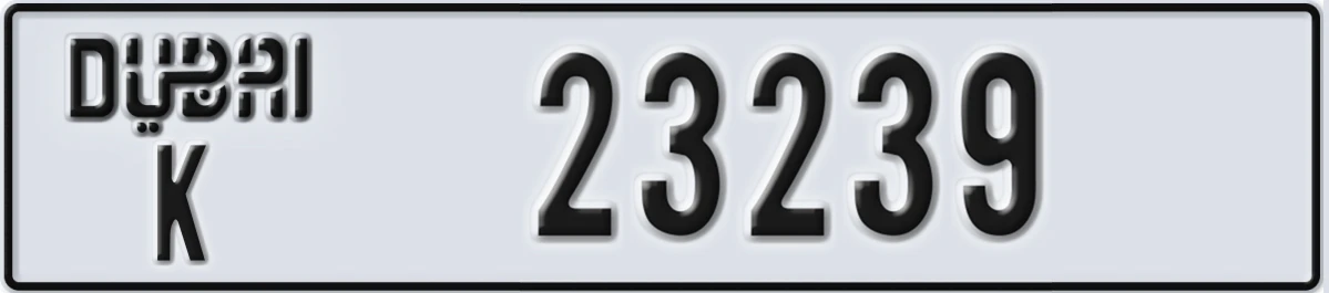 UAE License Plate Dubai K 23239