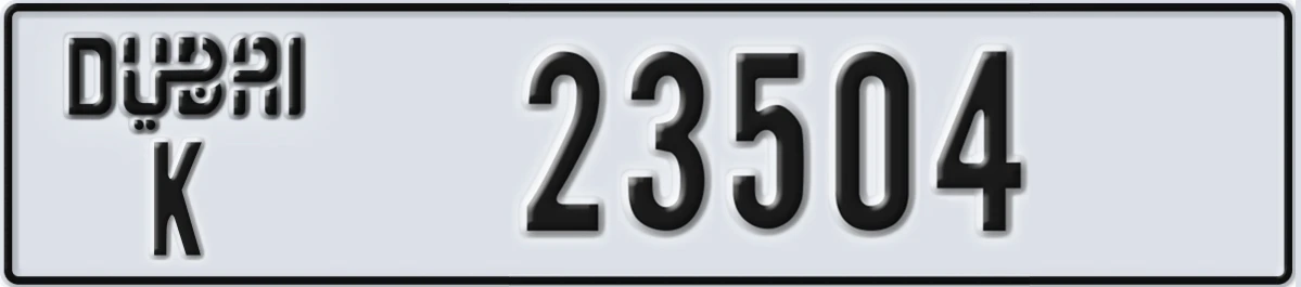 UAE License Plate Dubai K 23504