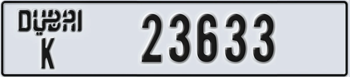 UAE License Plate Dubai K 23633
