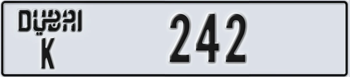 UAE License Plate Dubai K 242