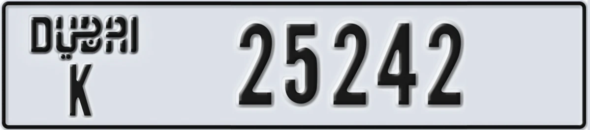 UAE License Plate Dubai K 25242