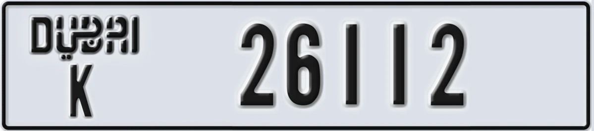 UAE License Plate Dubai K 26112