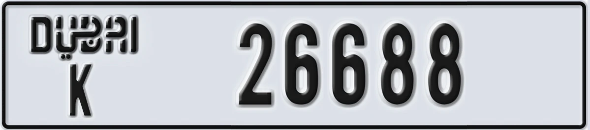 UAE License Plate Dubai K 26688