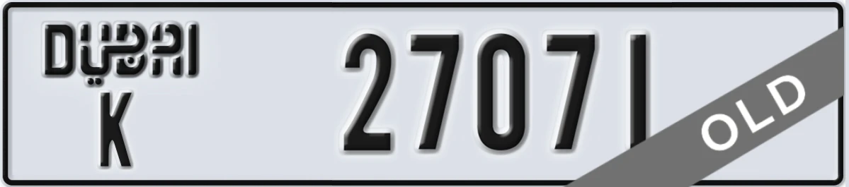 UAE License Plate Dubai K 27071