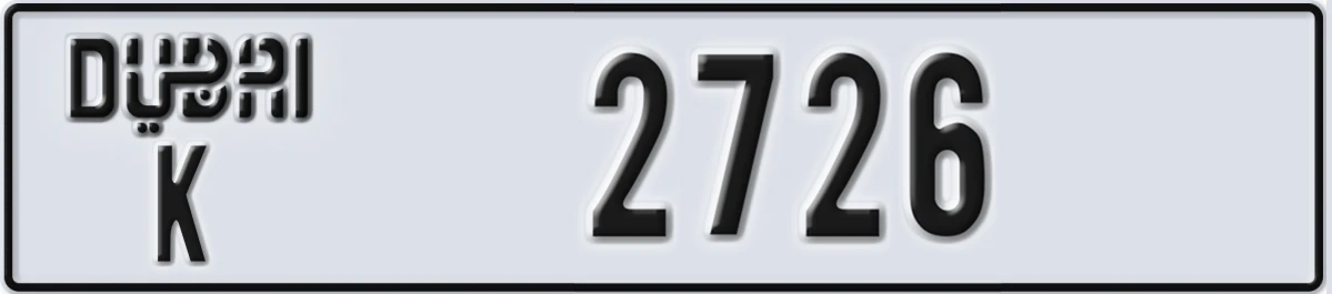 UAE License Plate Dubai K 2726