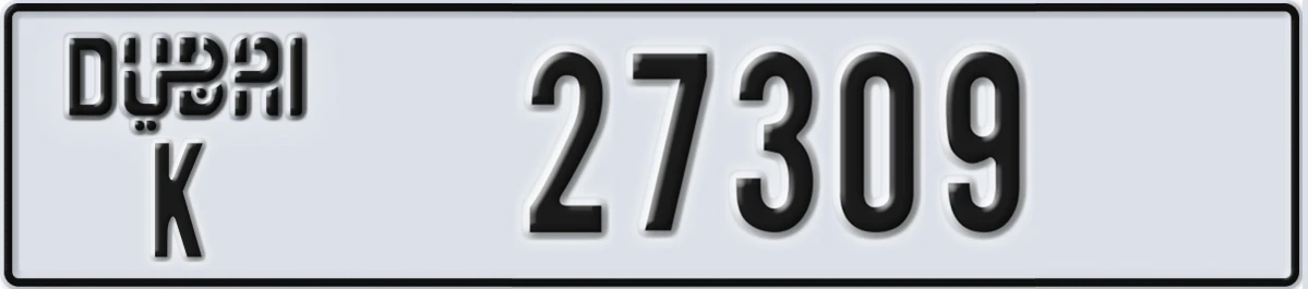 UAE License Plate Dubai K 27309