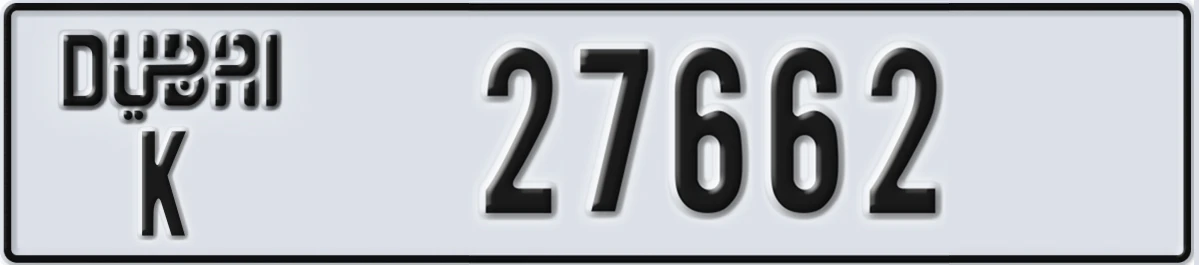 UAE License Plate Dubai K 27662
