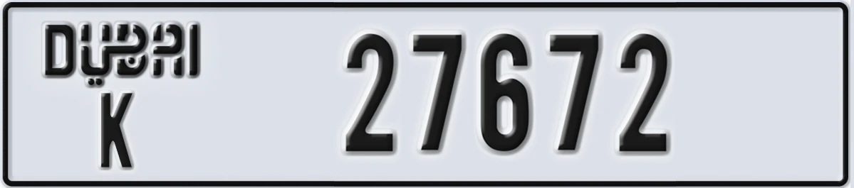 UAE License Plate Dubai K 27672