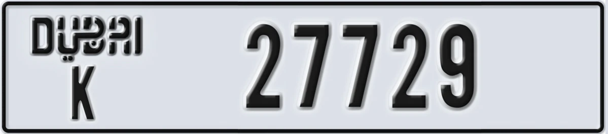 UAE License Plate Dubai K 27729