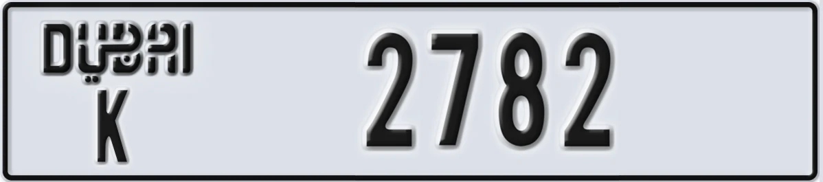 UAE License Plate Dubai K 2782