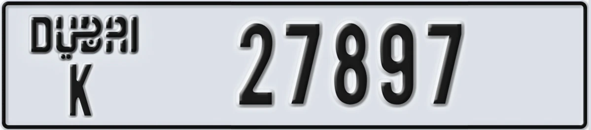 UAE License Plate Dubai K 27897