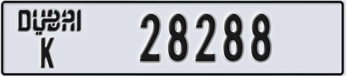 UAE License Plate Dubai K 28288