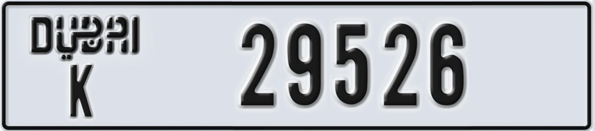UAE License Plate Dubai K 29526