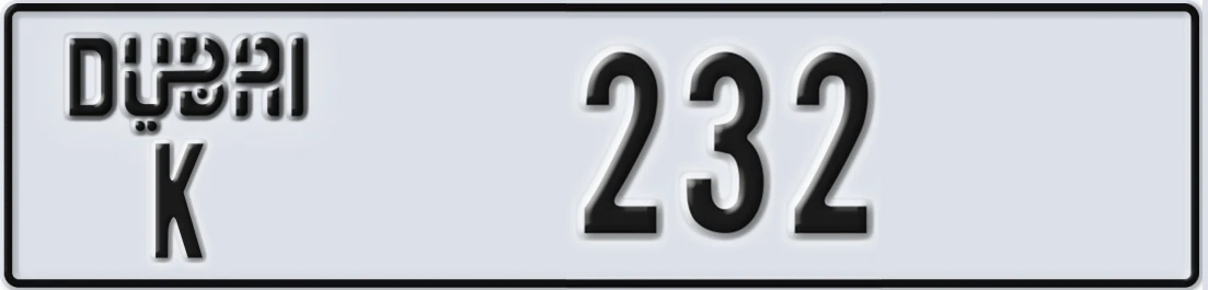 UAE License Plate Dubai K 2X32