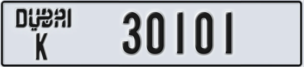UAE License Plate Dubai K 30101