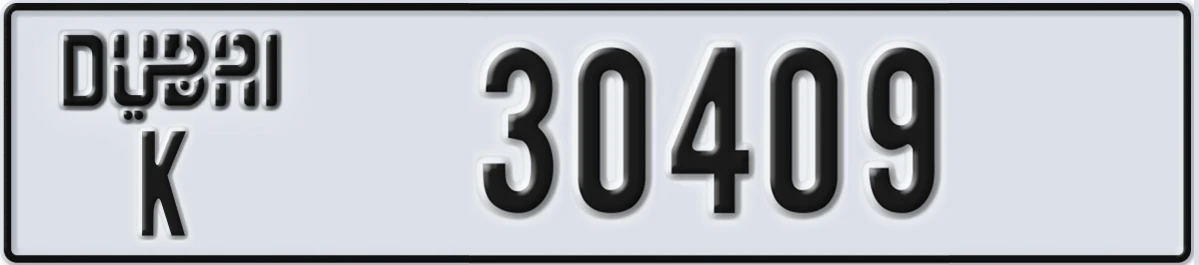 UAE License Plate Dubai K 30409